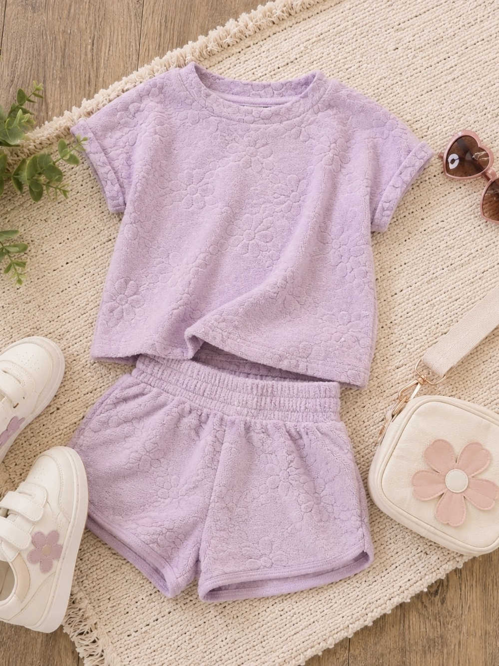 90 Degree By Reflex Lavender Floral Terry Set